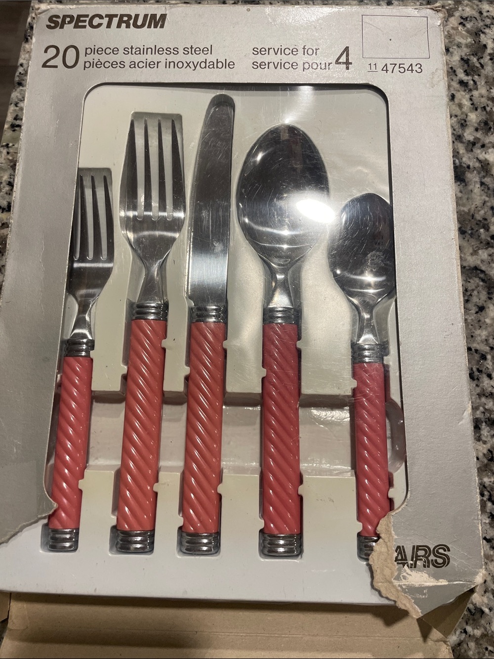 20-Piece Stainless Steel Cutlery Set with Coral Twist Handles